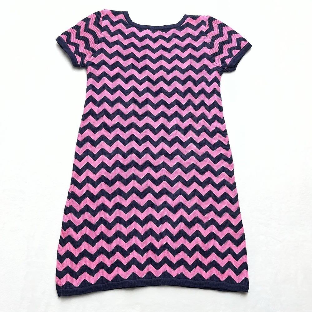 Lilly Pulitzer Santana Sweater Dress Girls L 8-10 Chevron Pink Navy Barbie Glam - Picture 5 of 6